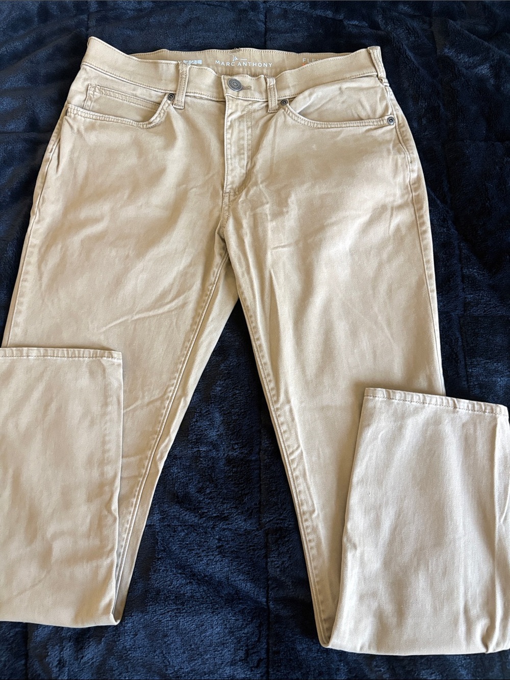 Marc Anthony Beige Slim Straight Pants